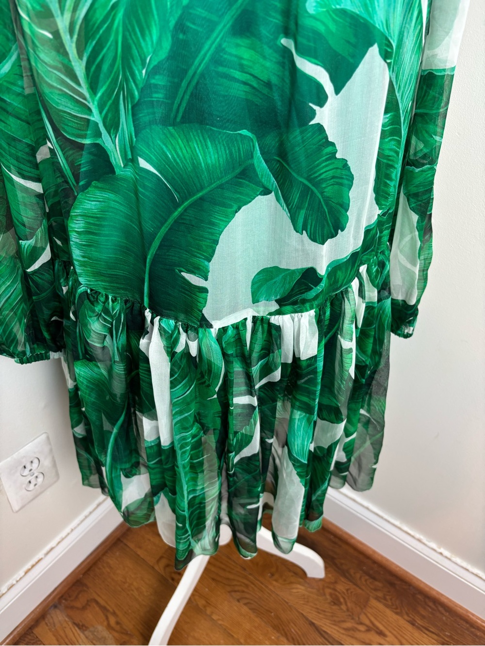 DOLCE & GABBANA Banana Leaf Silk Ribbon Dress White Green IT / 36 US XS - Picture 7 of 16